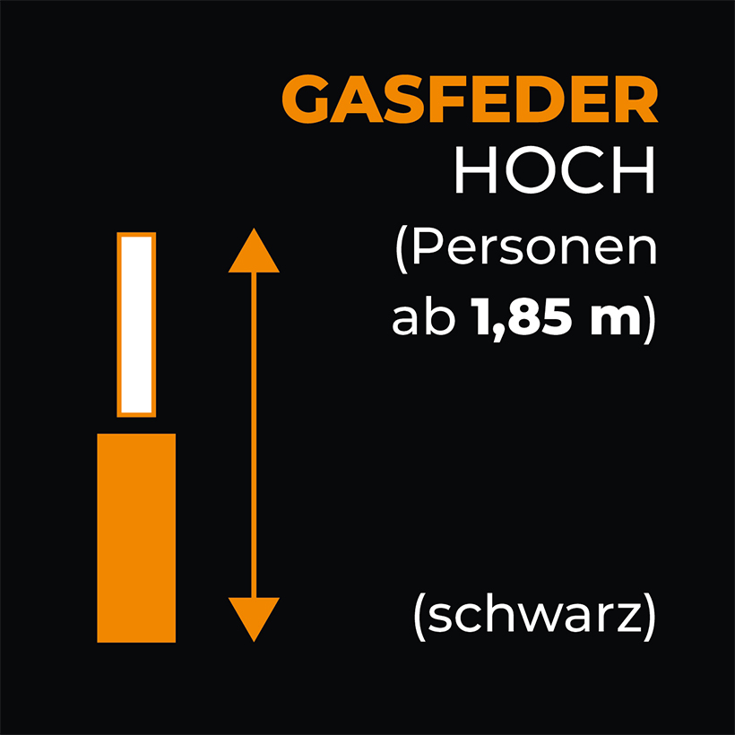 Gasfeder Schwarz Hoch